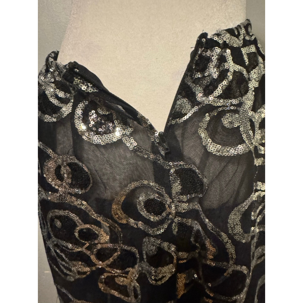 Size 14 TONYBOWLS Black & Silver Sequin Maxi Skirt Size 14 - Picture 5 of 8